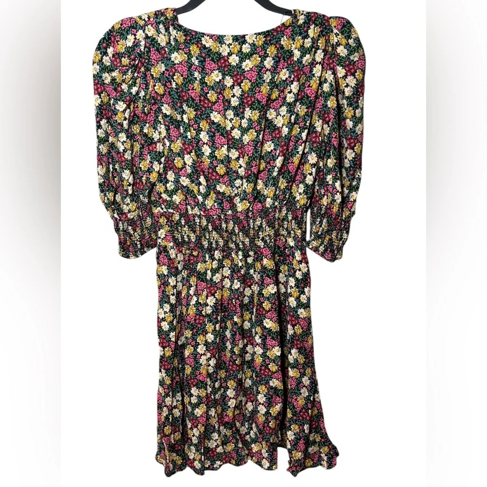 Zara Floral V-Neck Mini Dress Blogger Favorite Metallic XS Cottagecore - Picture 5 of 13
